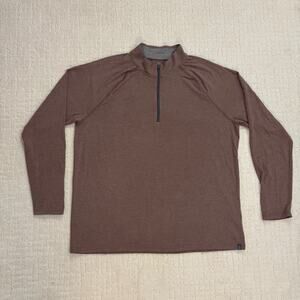 Free Fly 1/4 Zip Pullover Mens 2XL Brown Bamboo Flex Performance Fishing Outdoor